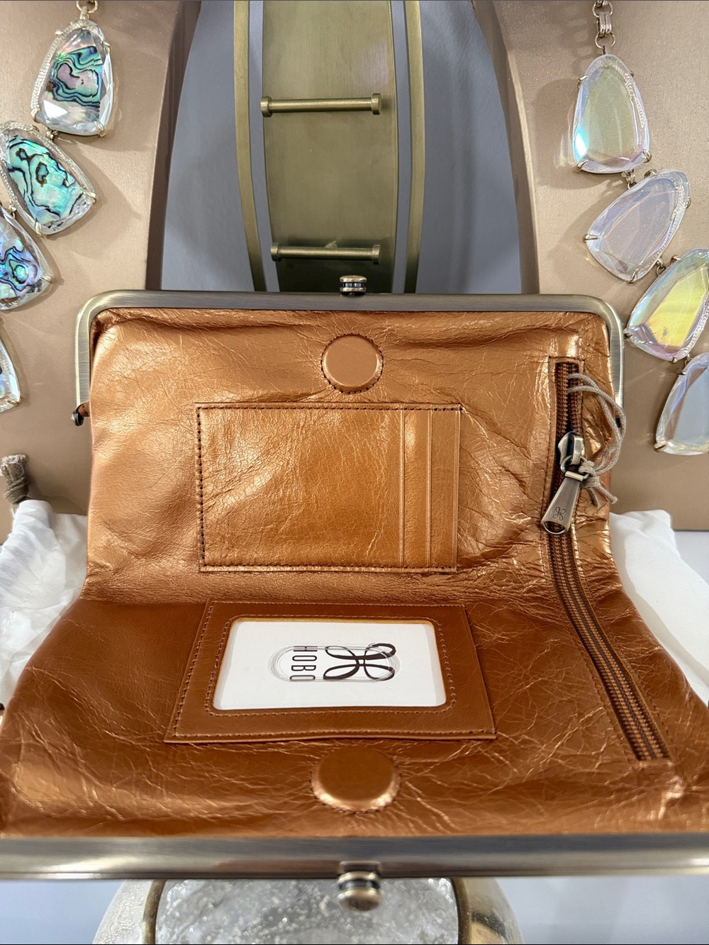 Hobo Lauren Clutch Wallet - New - Metallic Penny - Picture 8 of 17
